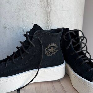 Converse Chuck Taylor All Star Black Suede Platform Sz9